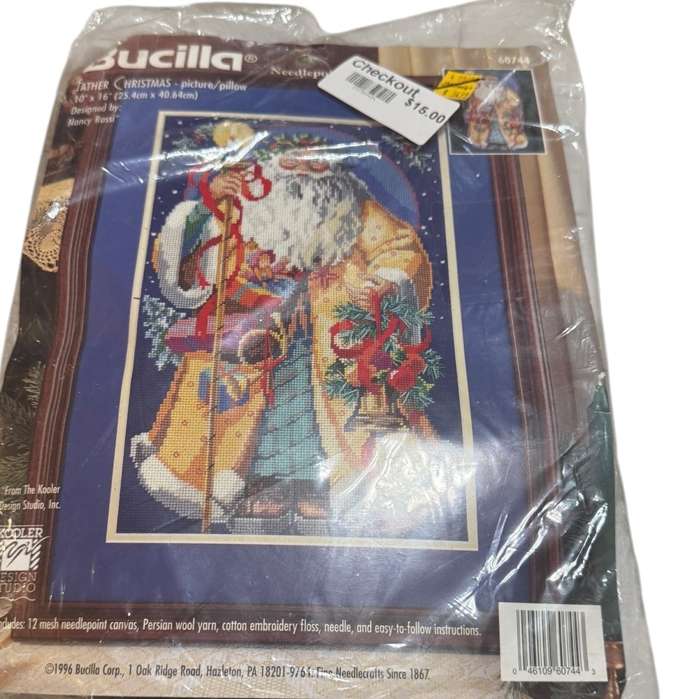 Vintage 1996 Bucilla Father Christmas Needlepoint Kit Nancy Rossi 60744 Santa
